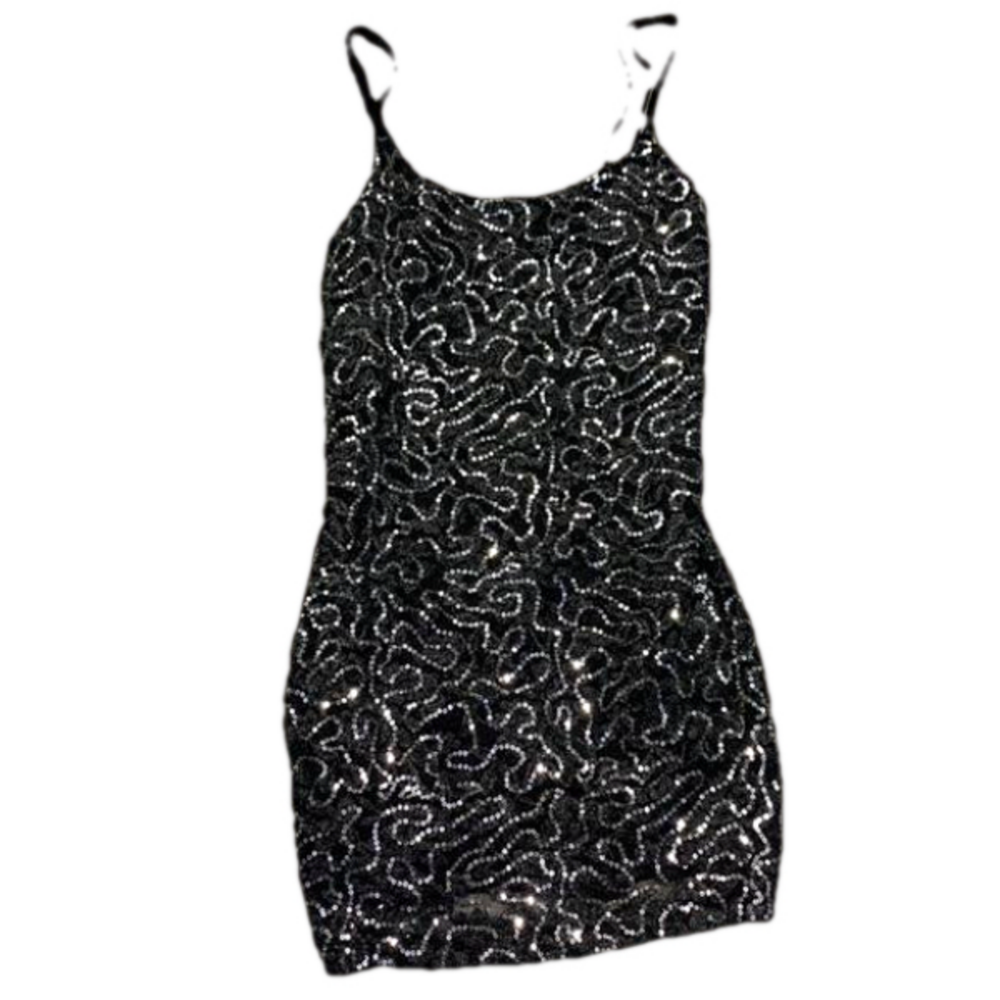 Vanity Small black and silver bling tank top - Picture 1 of 8